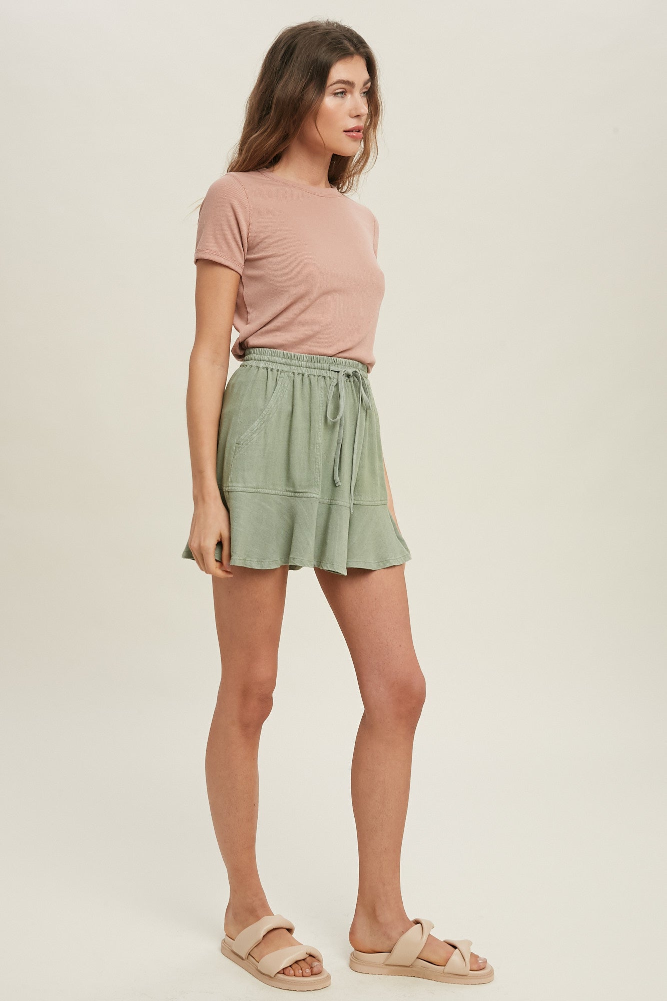 Perus Short Sleeved Ribbed Top-Ginger