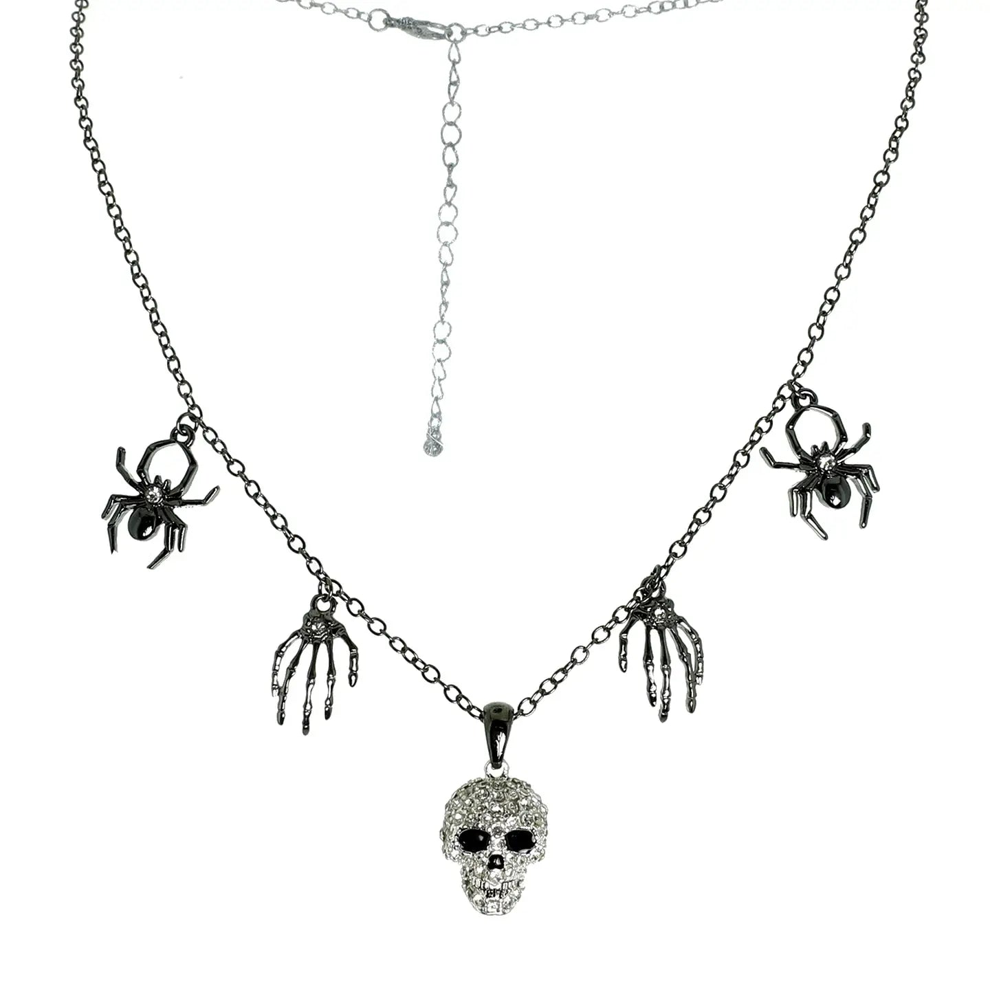 Halloween 3D Spider Skull Charm Necklace