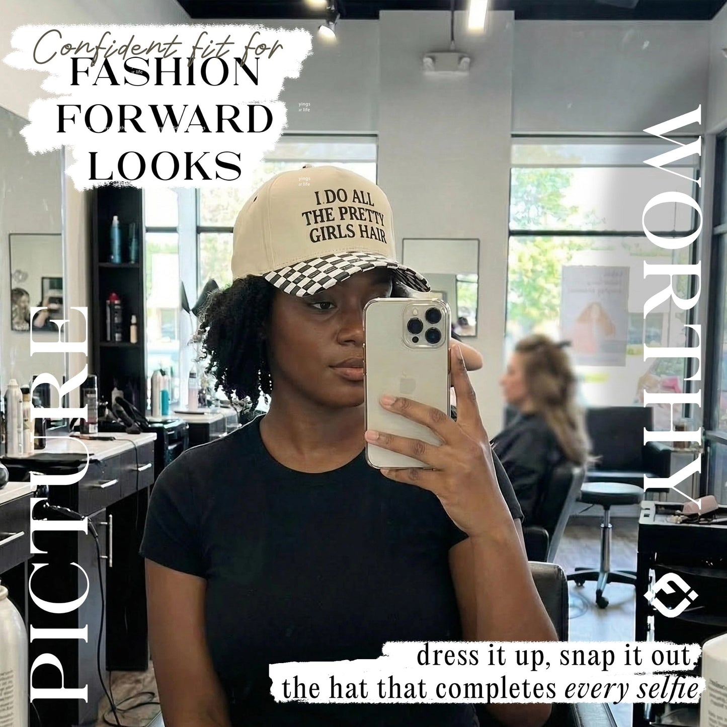 2 Tone Cap: I Do All the Pretty Girls Hair - Checker Print