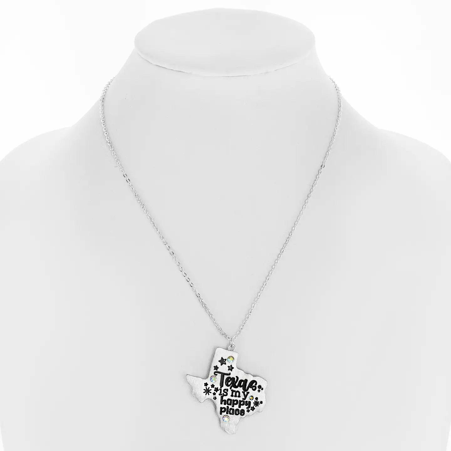 Western "Texas Is My Happy Place" Texas Pendant Necklace