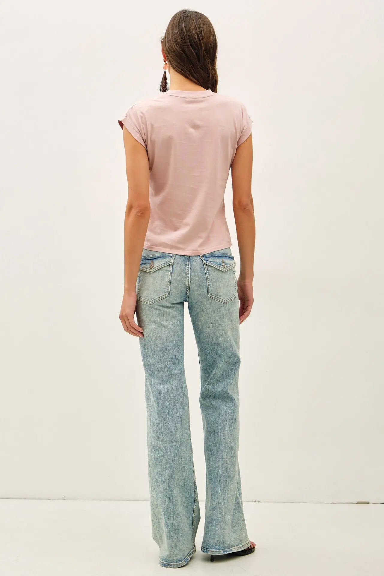 Myla GARMENT DYED COTTON CAP SLEEVE CREW NECK-Dusty Pink