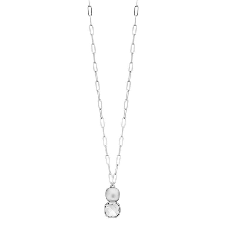 Dome Silver Clear Necklace