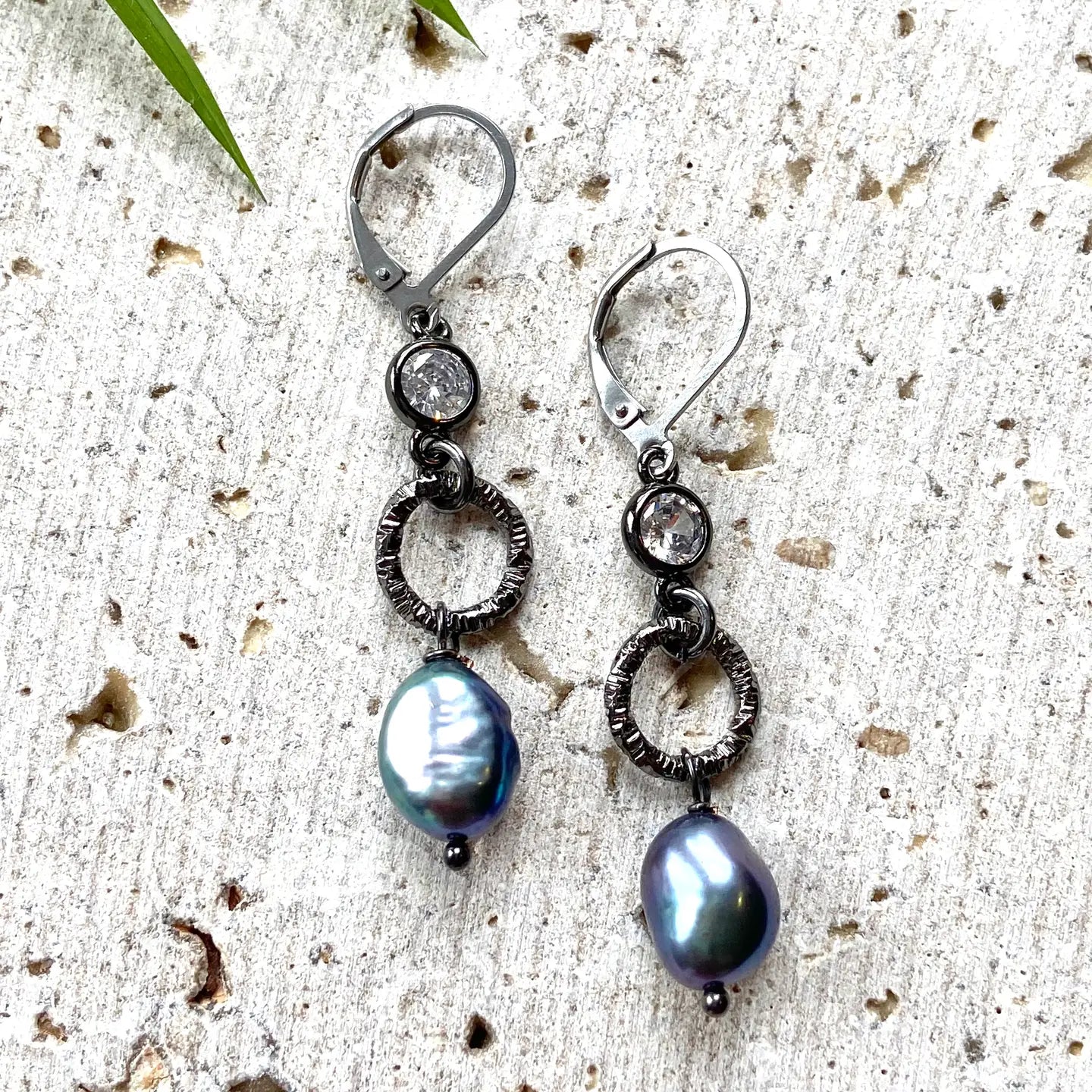 Peacock Baroque Freshwater Pearl Dangle Earrings