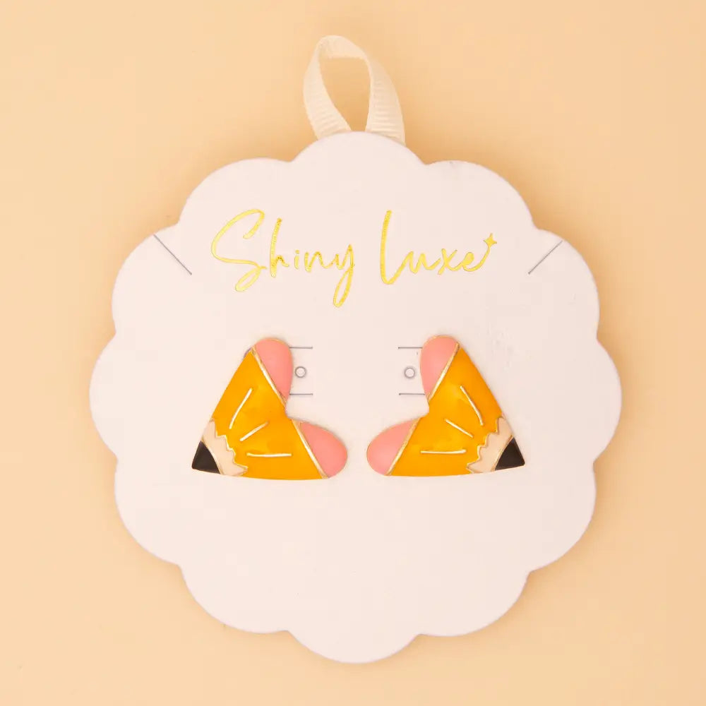 Heart-Shaped Pencil Design Stud Earrings