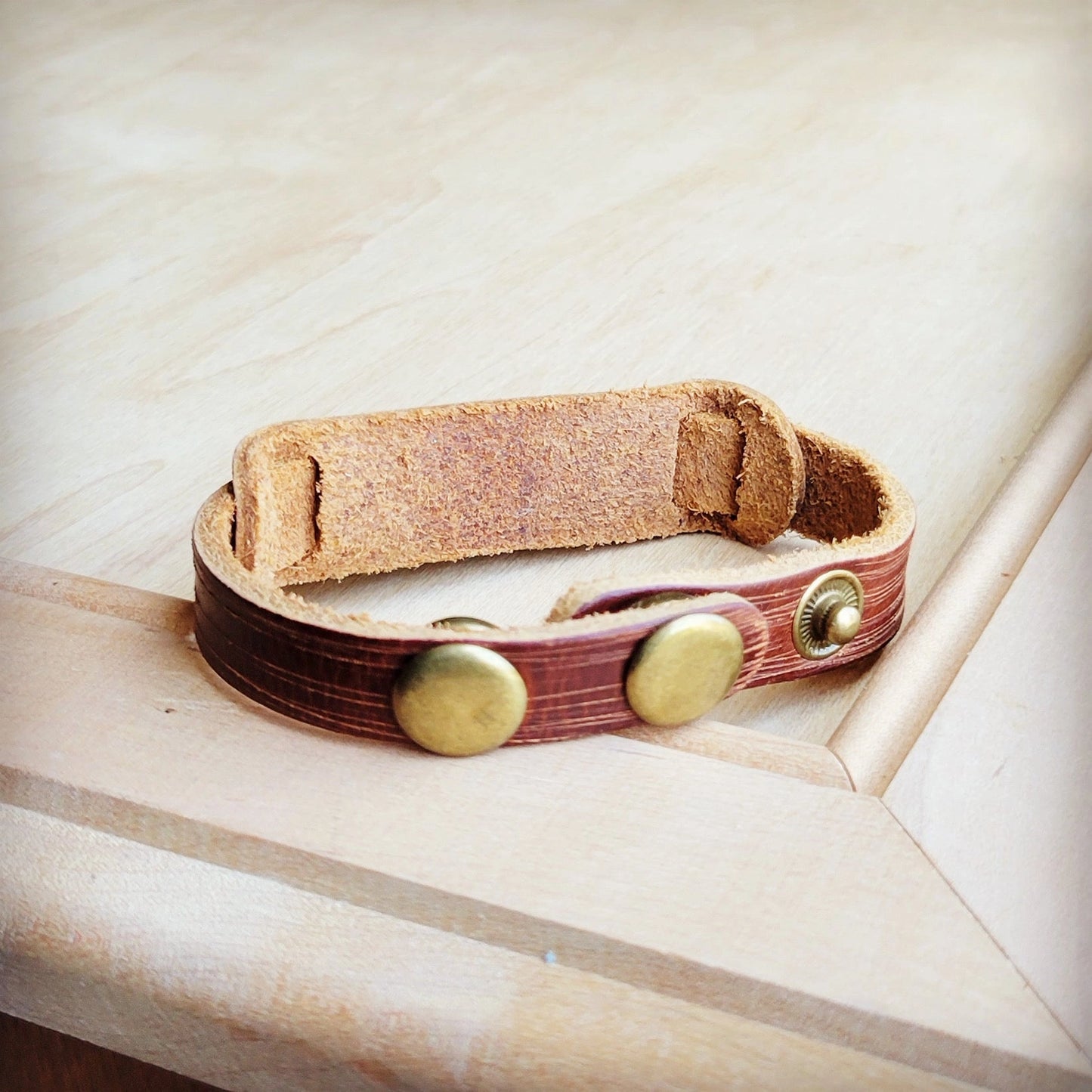 Be Strong Hand Stamped Leather Cuff