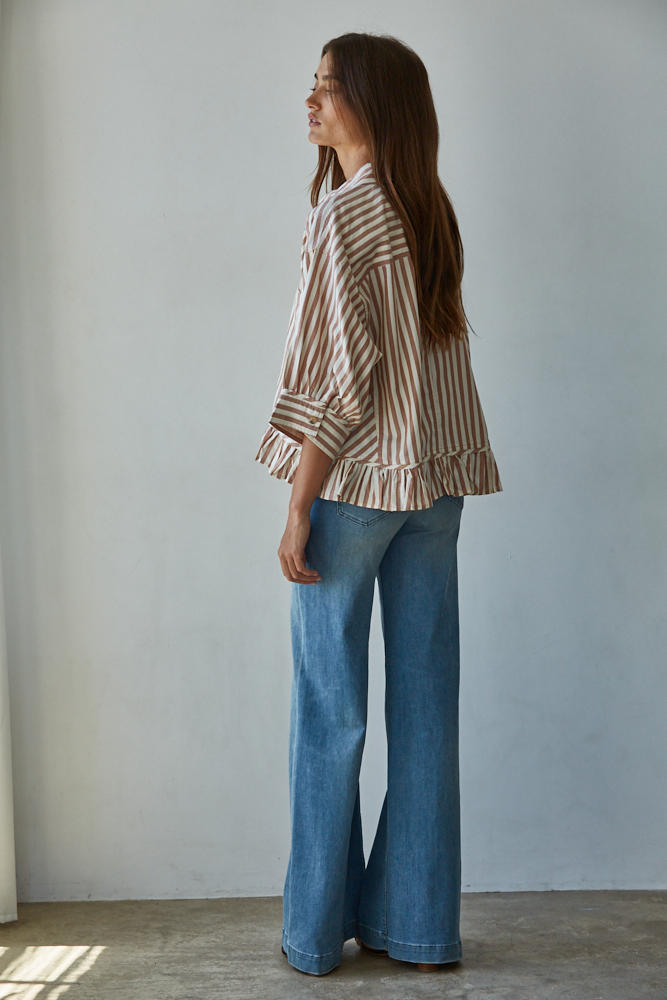 Kensington Shirt Top-Ivory Rust