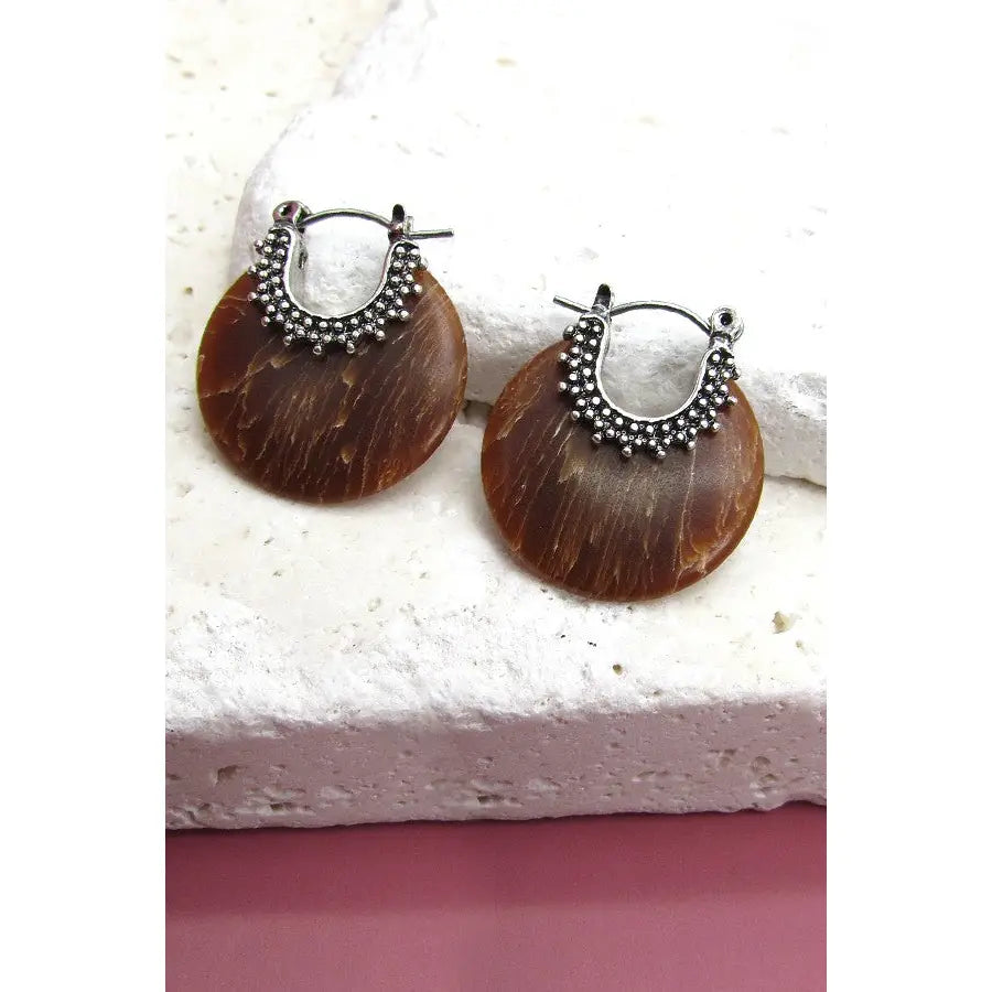 Bohemian Natural Stone Hoop Earring-Tiger Eye