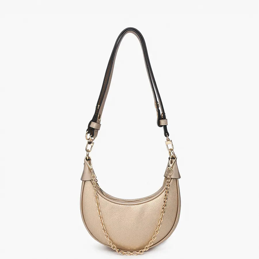 Zora Moon Shoulder Bag w/ Chain-Gold