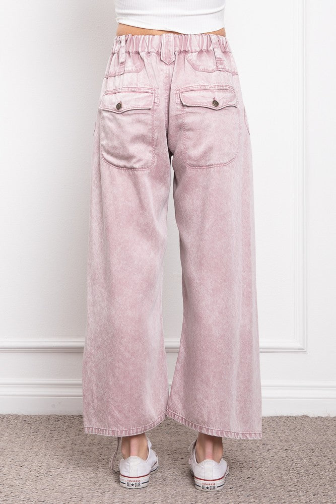 Ruched Leg Cargo Pants-Mauve
