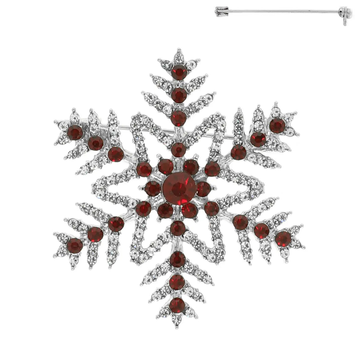Christmas Snowflake Shaped Brooch Pin-Red