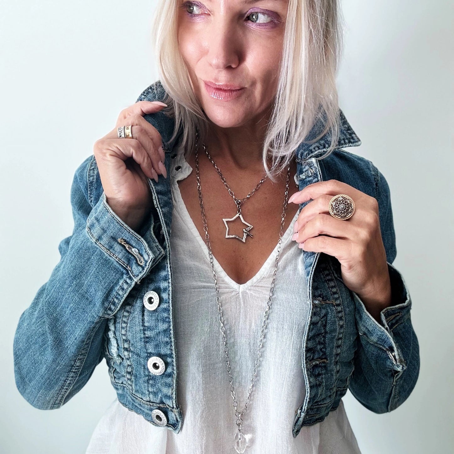 Peace & Love Star and Bird Original Lite Necklace-Silver