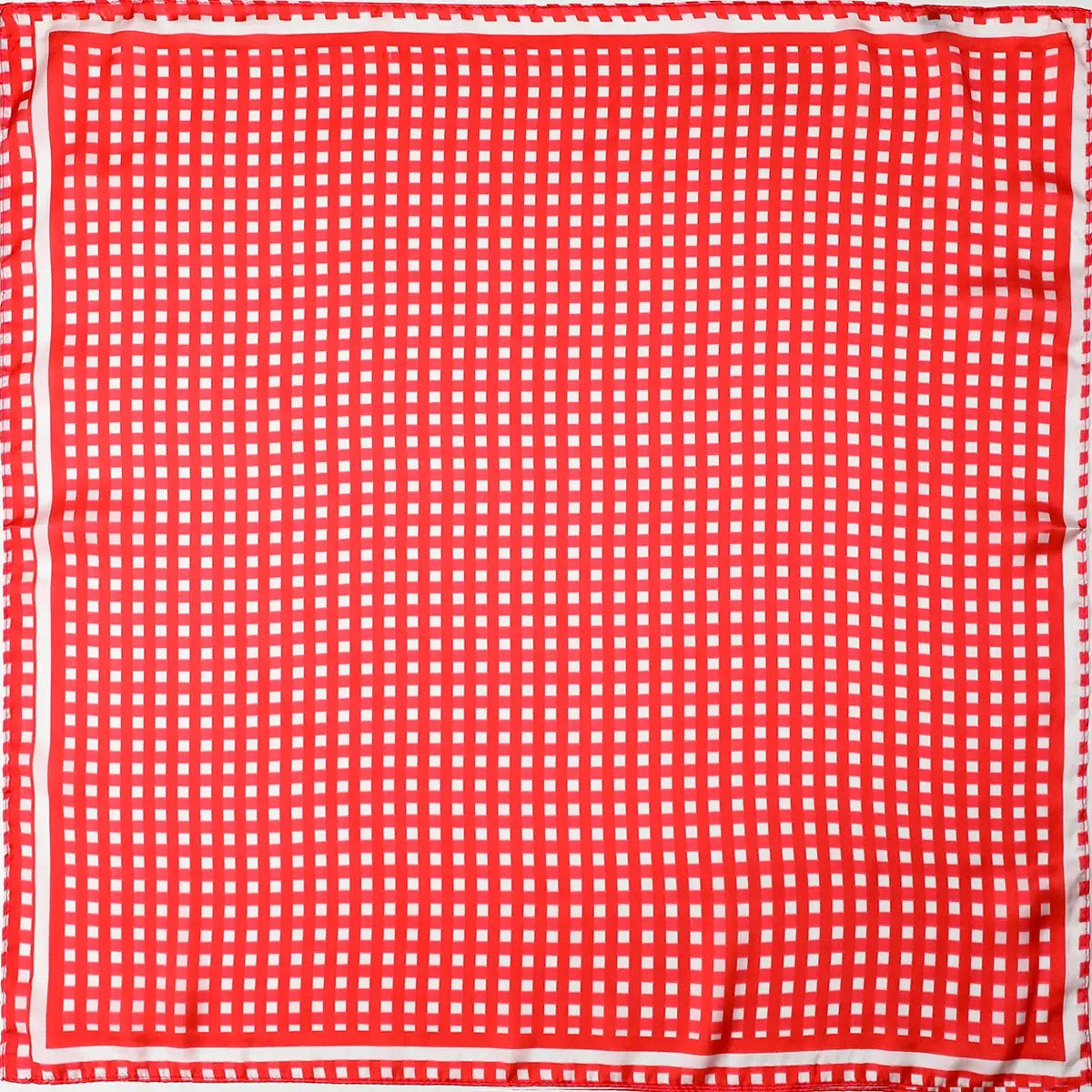 Red Gingham Silk-Finish Square Scarf