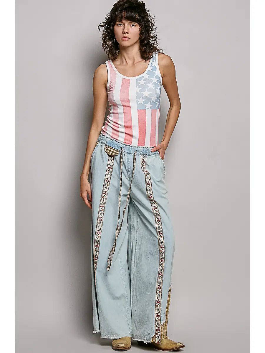 American Flag Vintage Wash Ribbed Tank Top