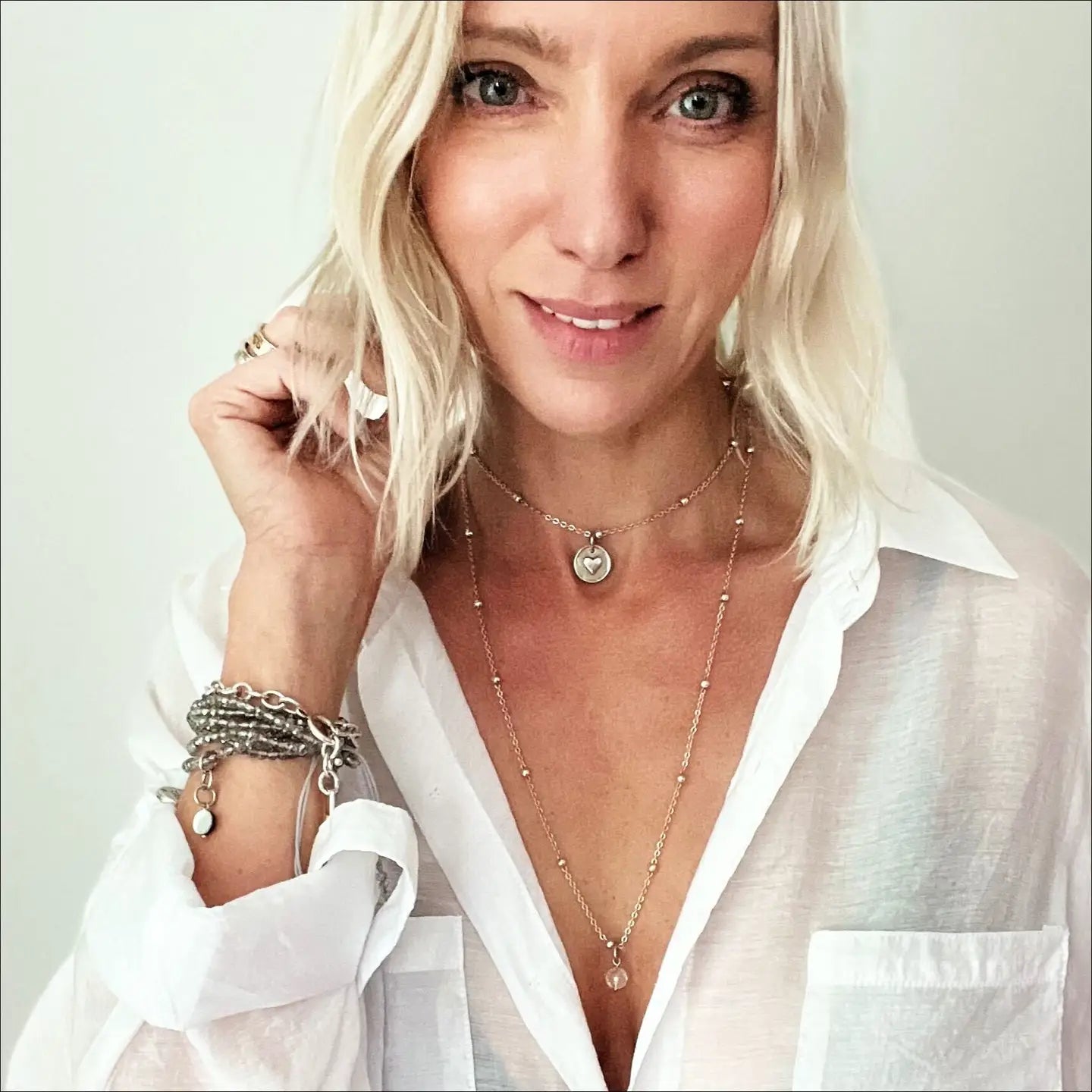 "I Am Enough" Heart Dainty Necklace-Silver Aquamarine