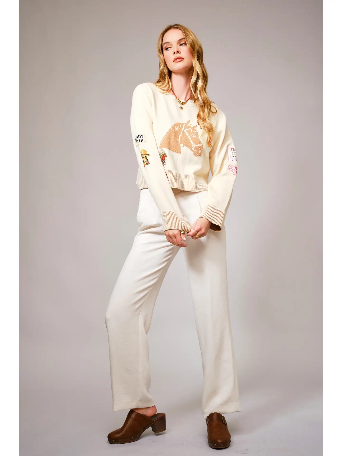 Horse Graphic Western Patch Sweater