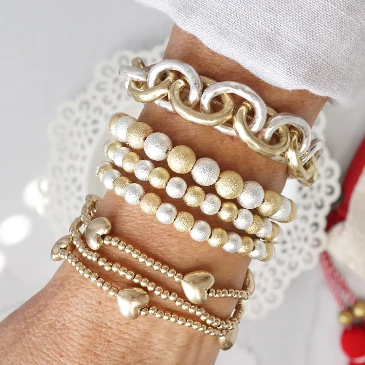 Chunky Chain Bracelet in Worn Silver and Gold Tone