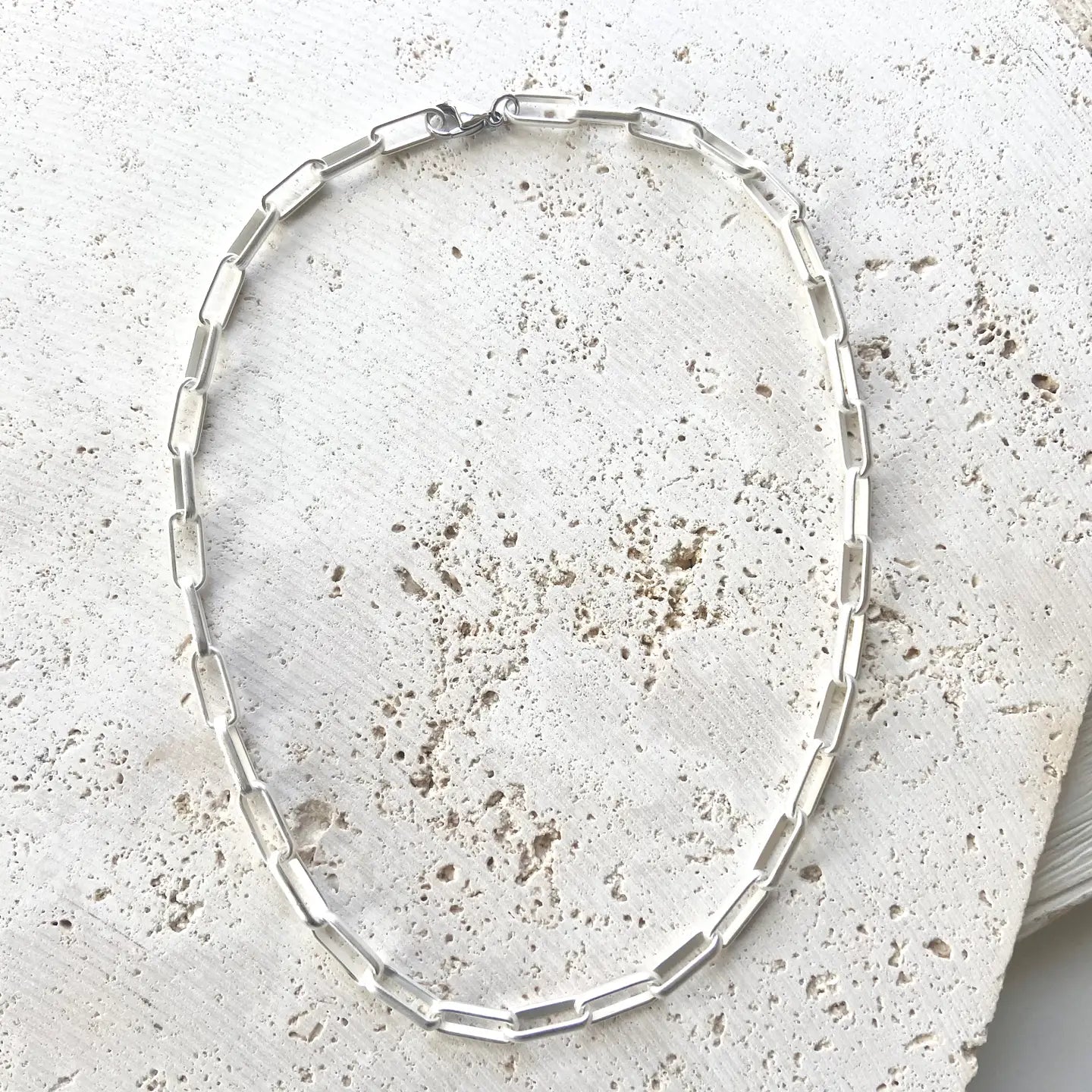 Paperclip Layering Necklace Matte Silver