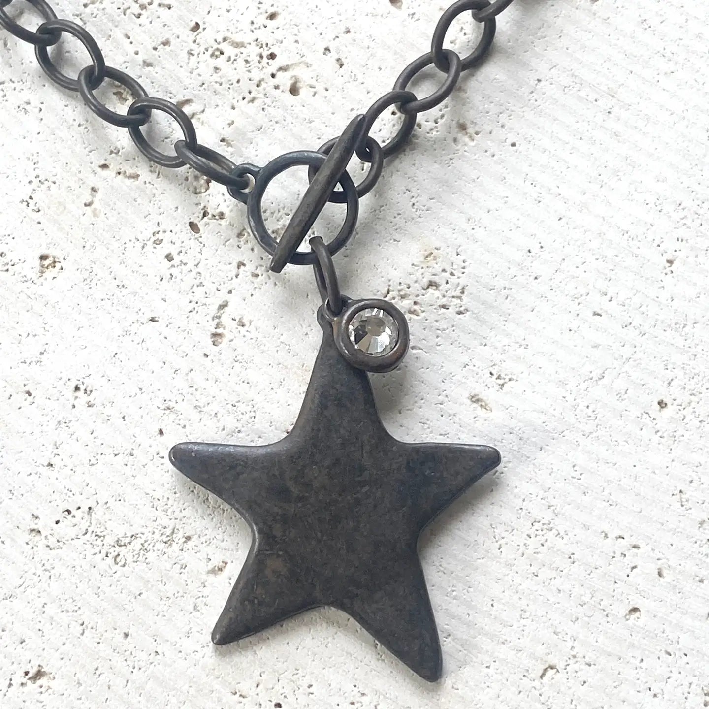 Rustic Hand Casted Star Cross Necklace
