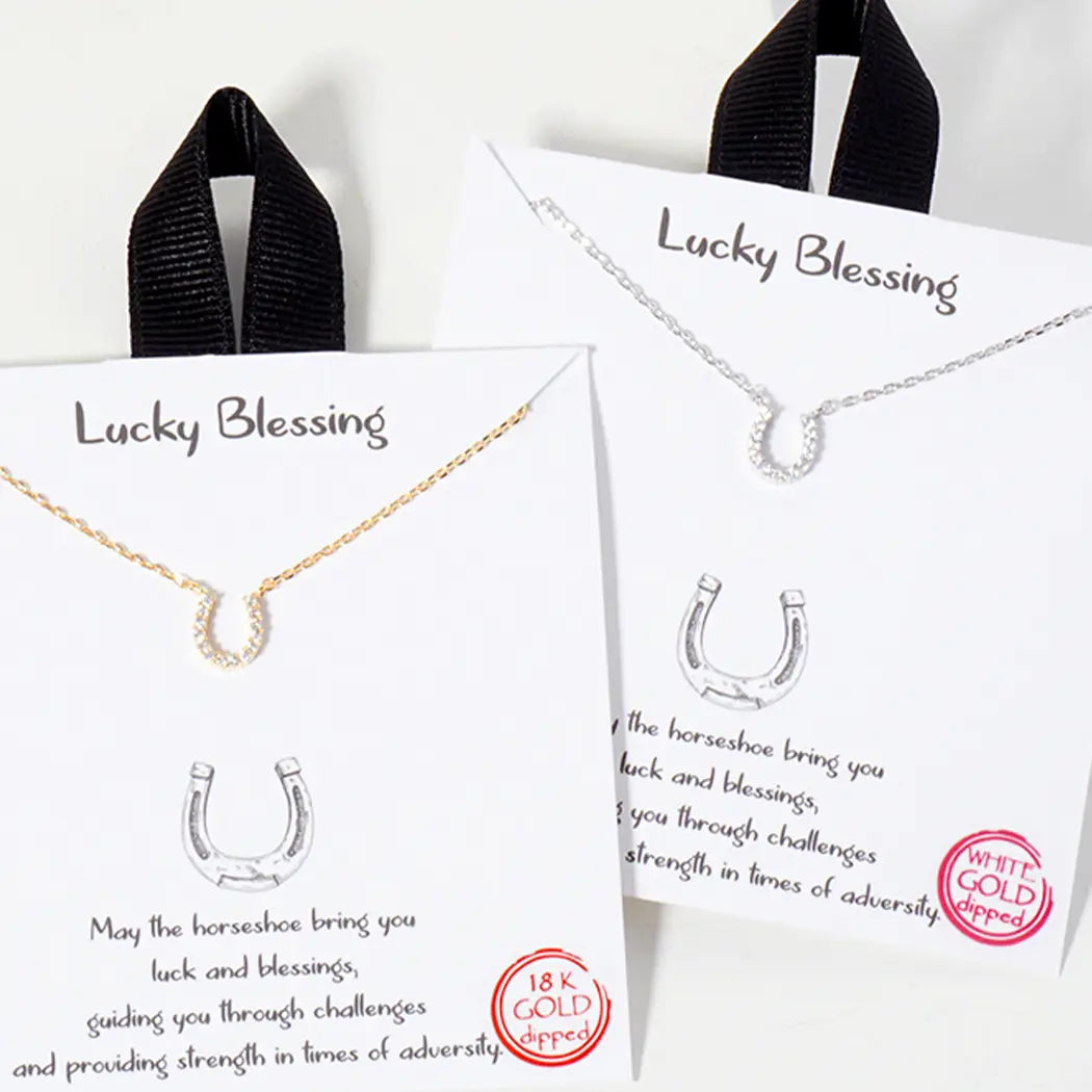 Horseshoe Cz Pendant Gold Dipped Necklace-GDCRY