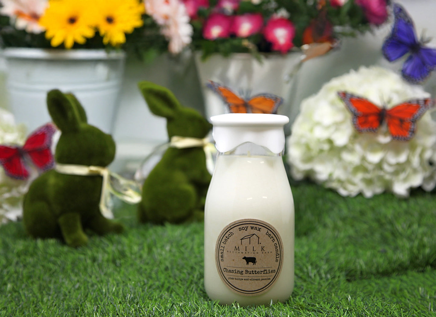 Milk Bottle Candle Chasing Butterflies