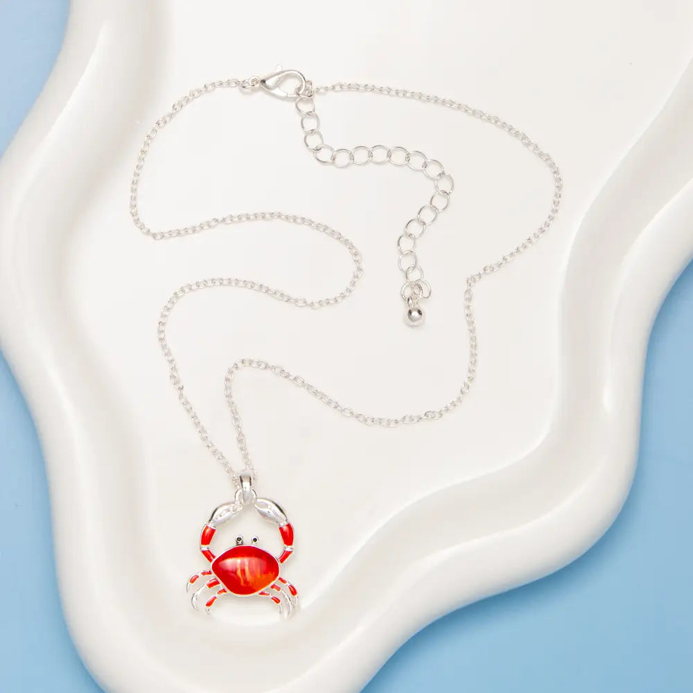 Polished Epoxy Crab Pendant Necklace
