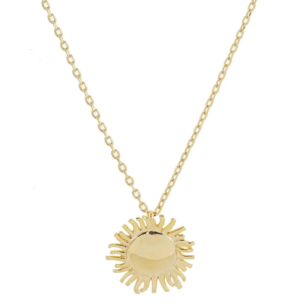 Gold-Dipped Sun Pendant Necklace