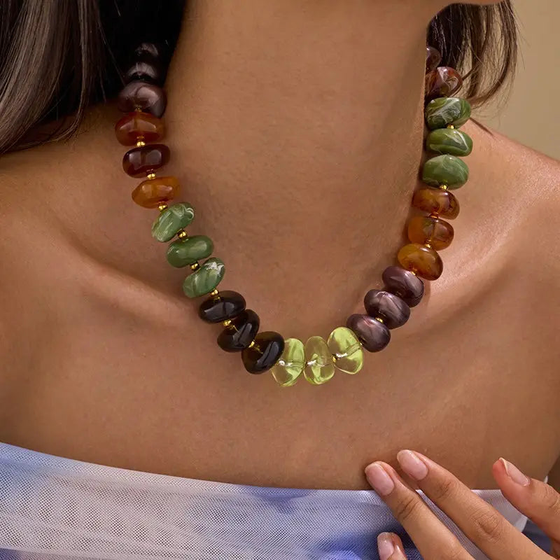 Multi Irregular Beaded Necklace-A