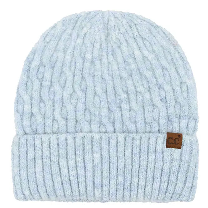 C.C Chain Link Cable Cuff Beanie-Blue