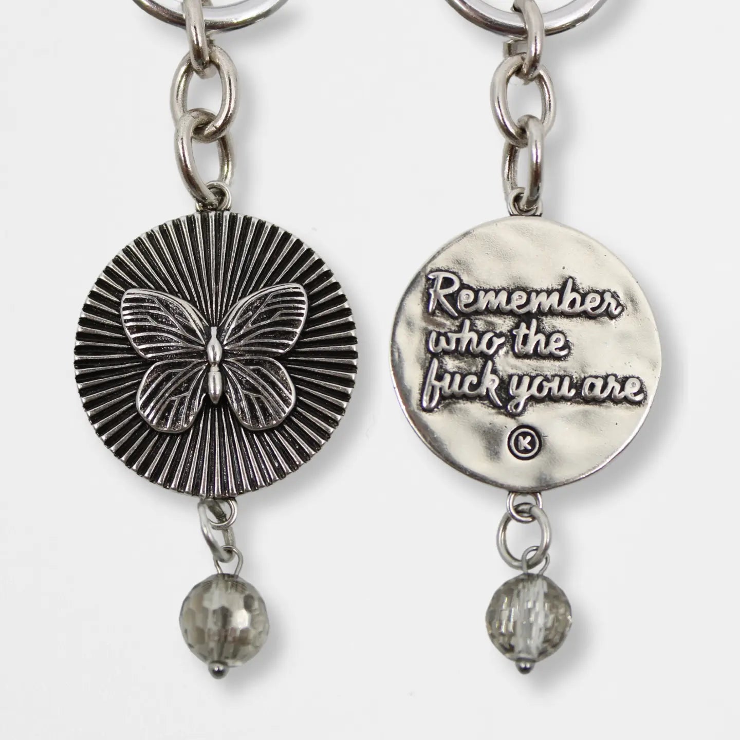 "Remember Who the Fuck You Are" Butterfly Choker Necklace-Silver