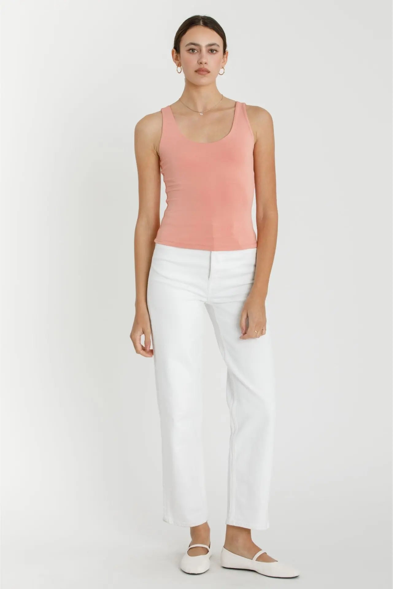 Cara BASIC SCOOP NECK TANK-Dusty Coral