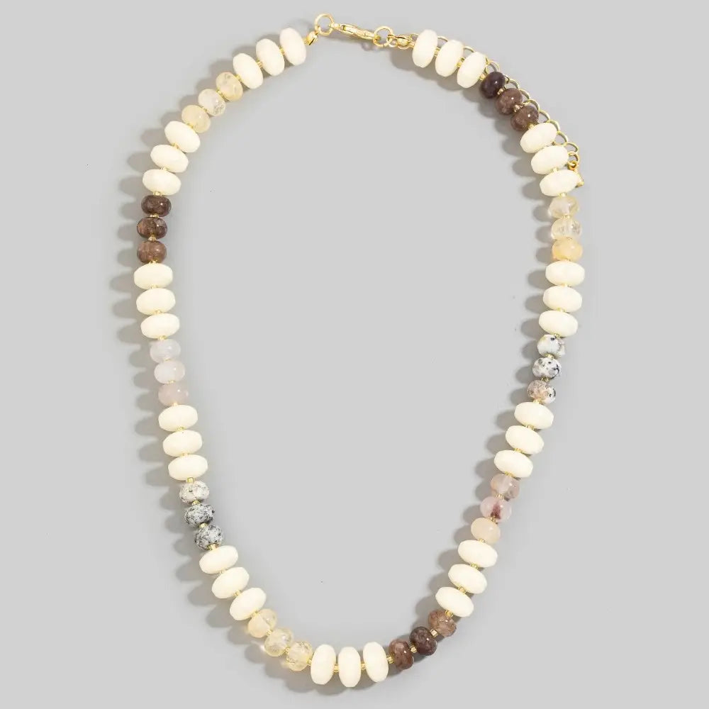 Mixed Glass and Resin Disc Beaded Necklace-GNT