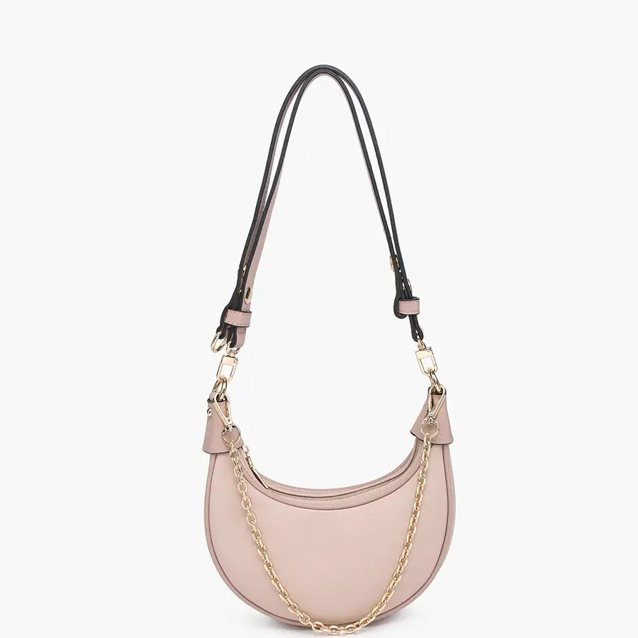 Zora Moon Shoulder Bag w/ Chain-Mauve