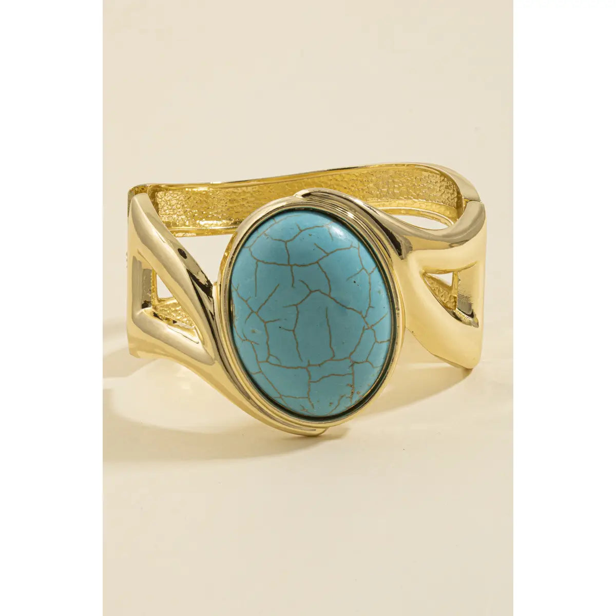 Oval Cabochon Loop Cuff Bracelet-Blue