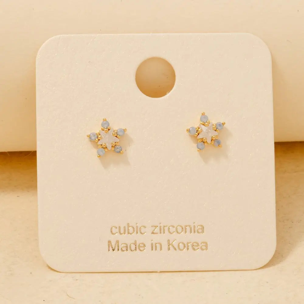 Gold Dipped Cz Cluster Star Stud Earrings