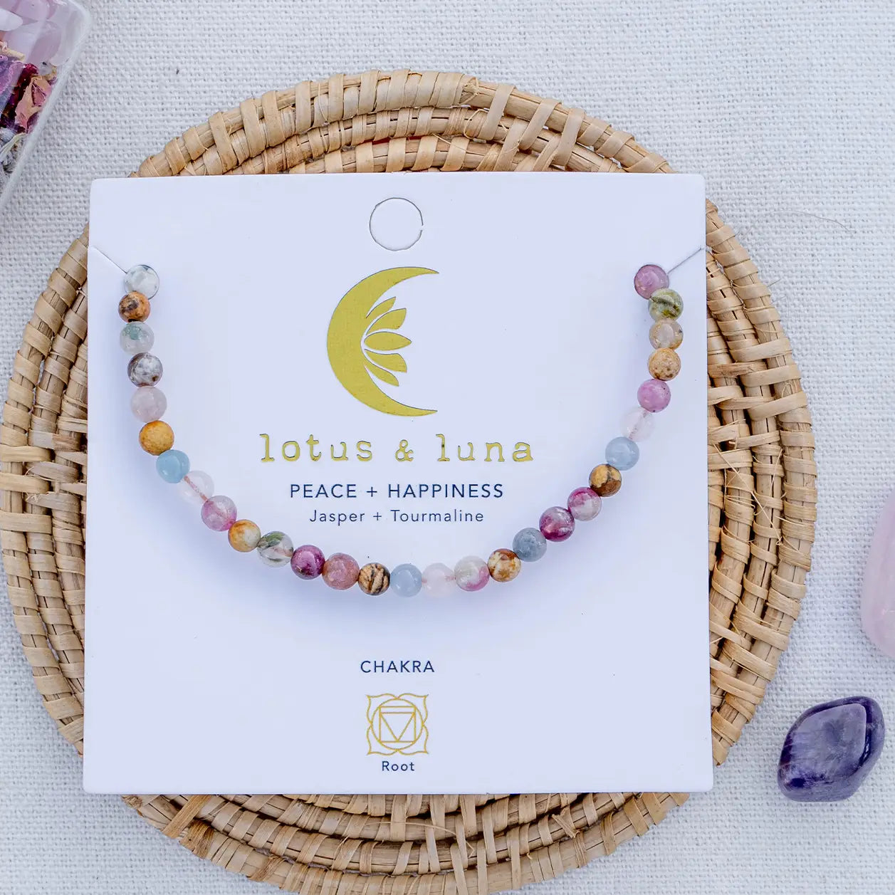 Peace + Happiness 4 mm Healing Necklace