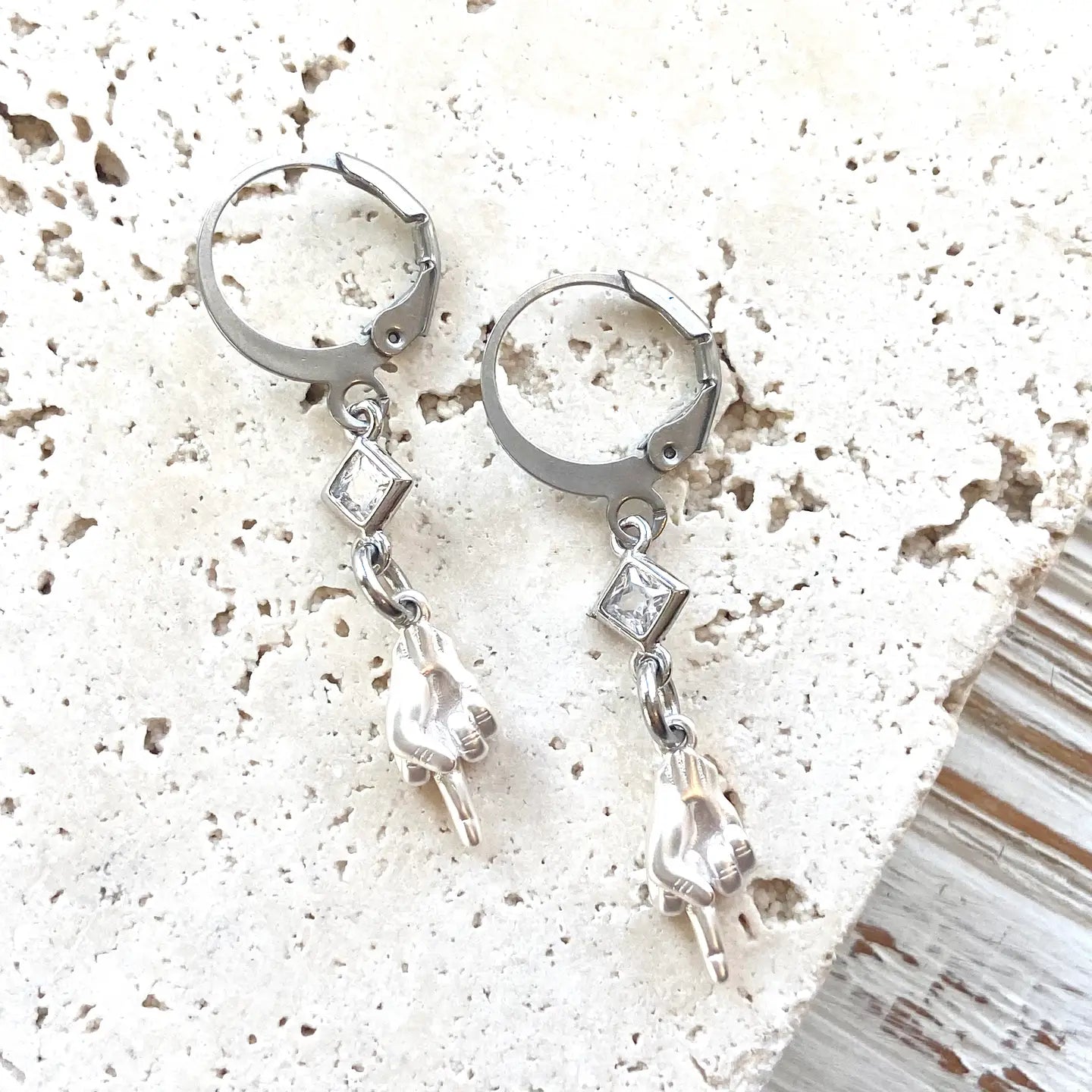 Middle Finger Earring,Boutique-Silver