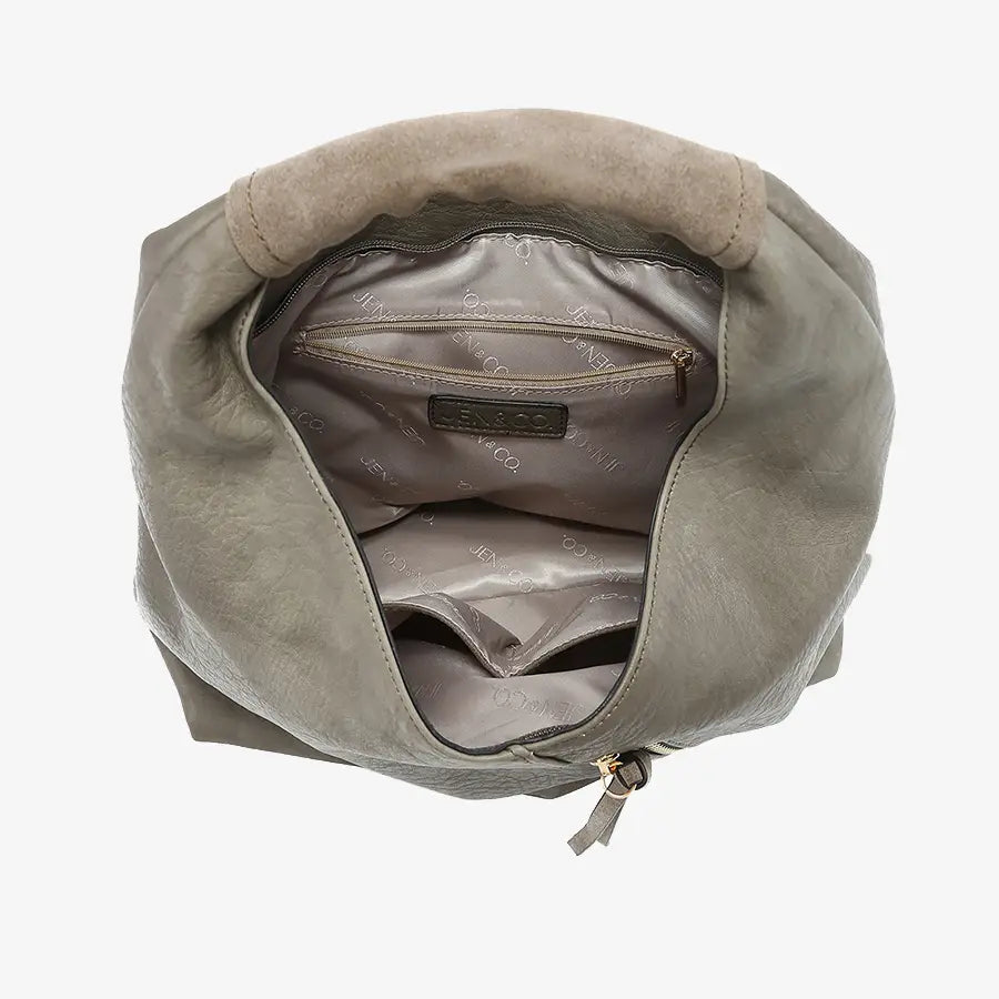 Kat Distressed Hobo Bag-Black