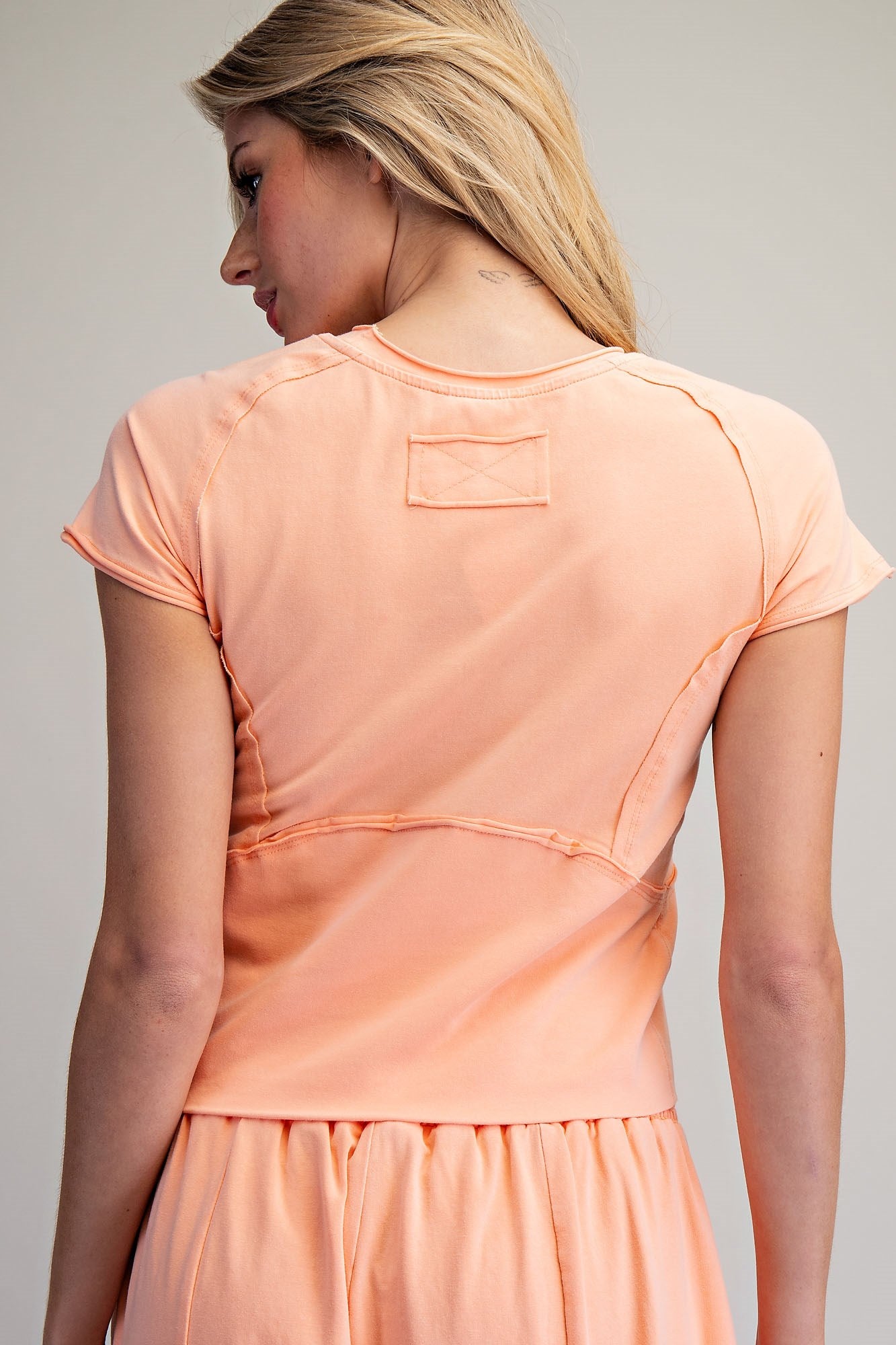 Wren Mineral Washed Solid Cropped T-Shirt-Red Bean