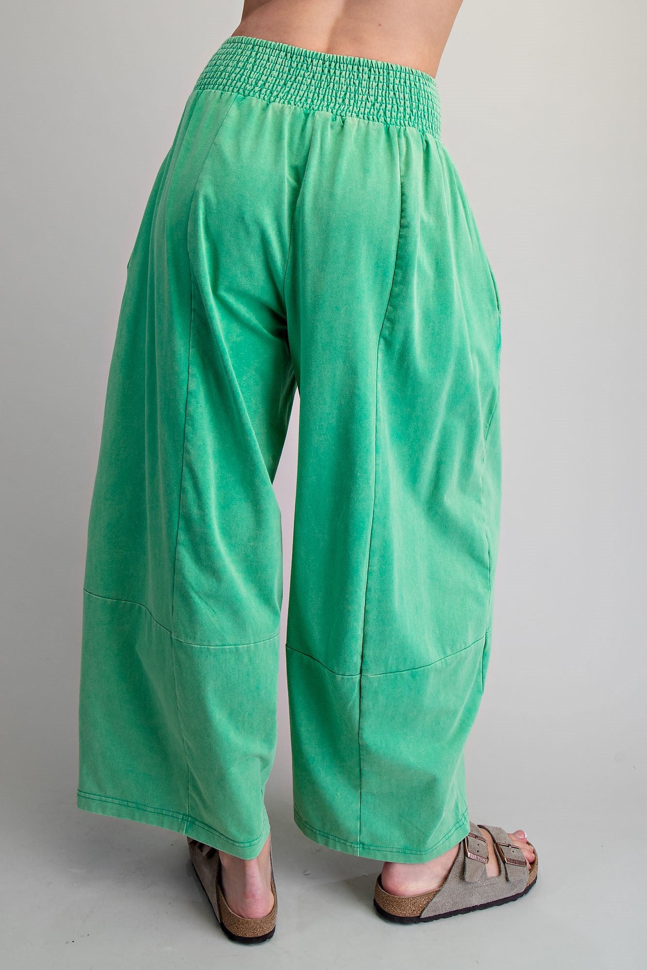 Wren Mineral Washed Wide Leg Pants-Red Bean