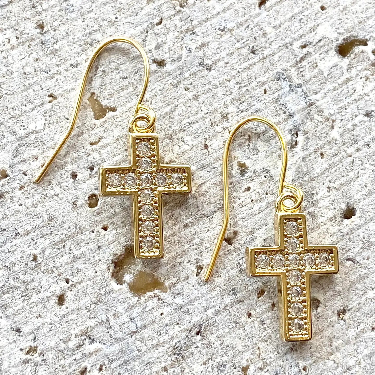 Pave Cross Earrings