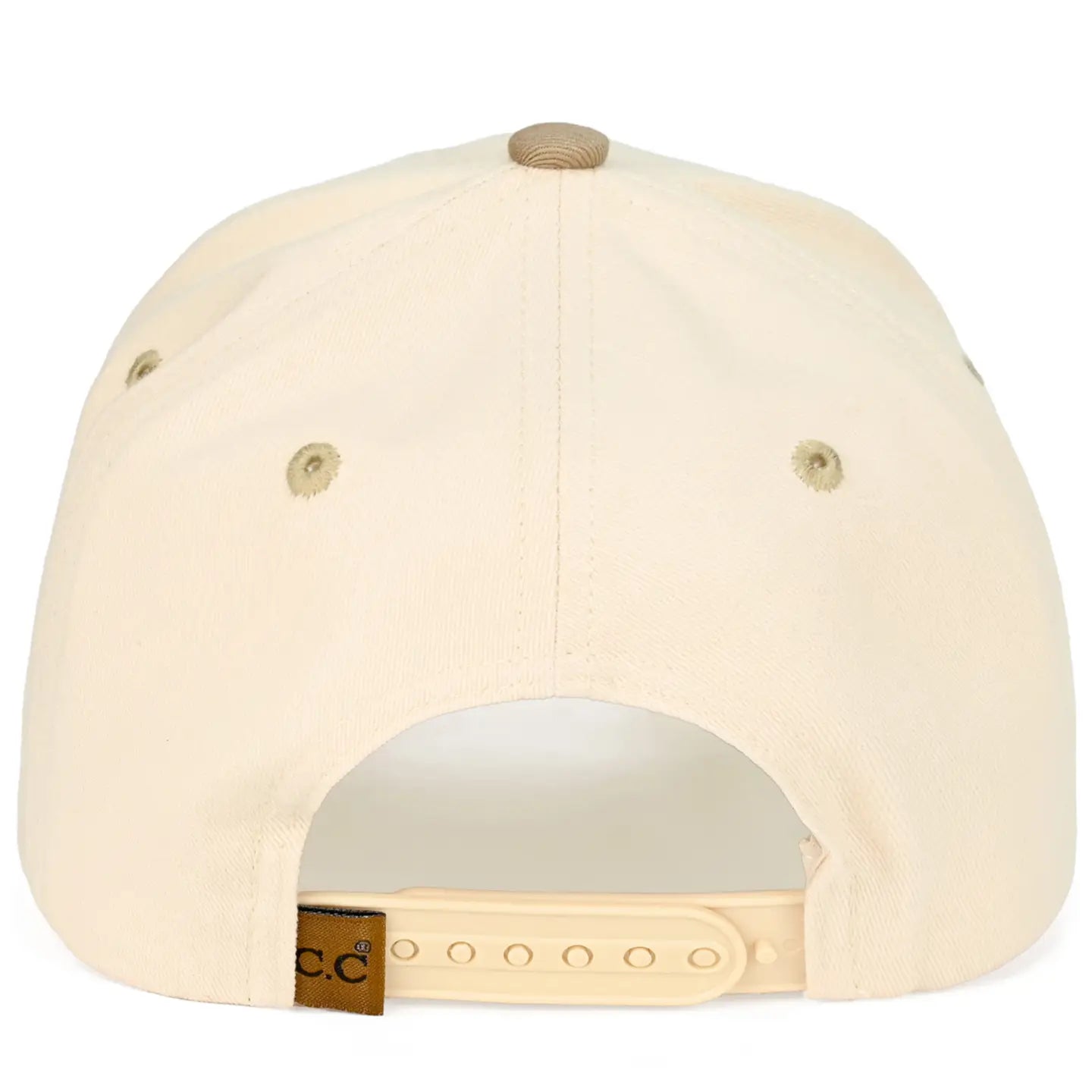 C.C Mama Letter Embroidered Snapback Trucker Hat-Beige