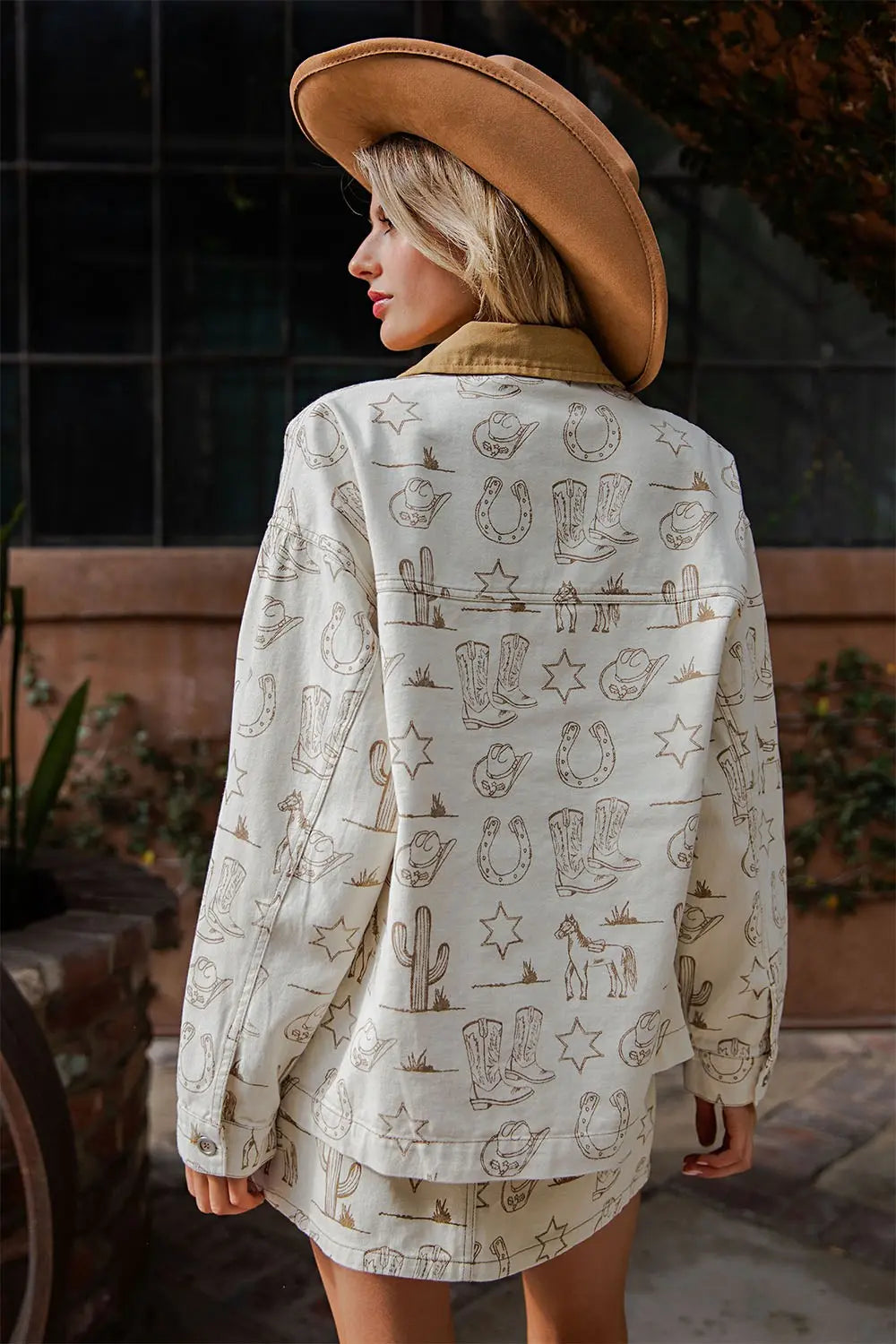 Winona Mineral Washed Western Graphic Jacket-Almond Latte