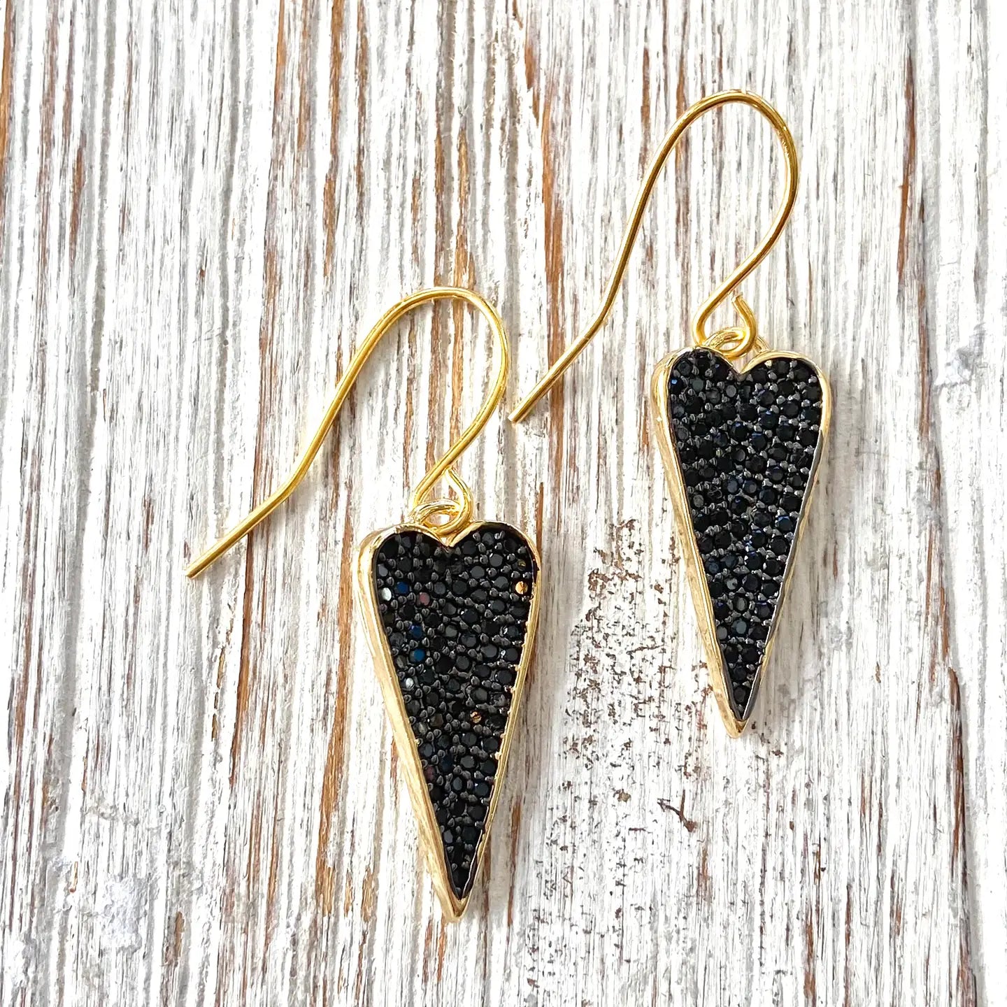 Black Heart Crystal Earrings