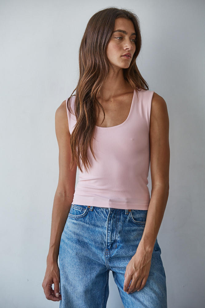 Double Layered Full Length Tank-Light Taupe