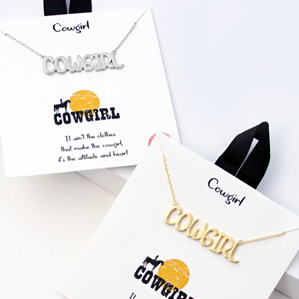 Cowgirl / Word Pendant Necklace-Silver