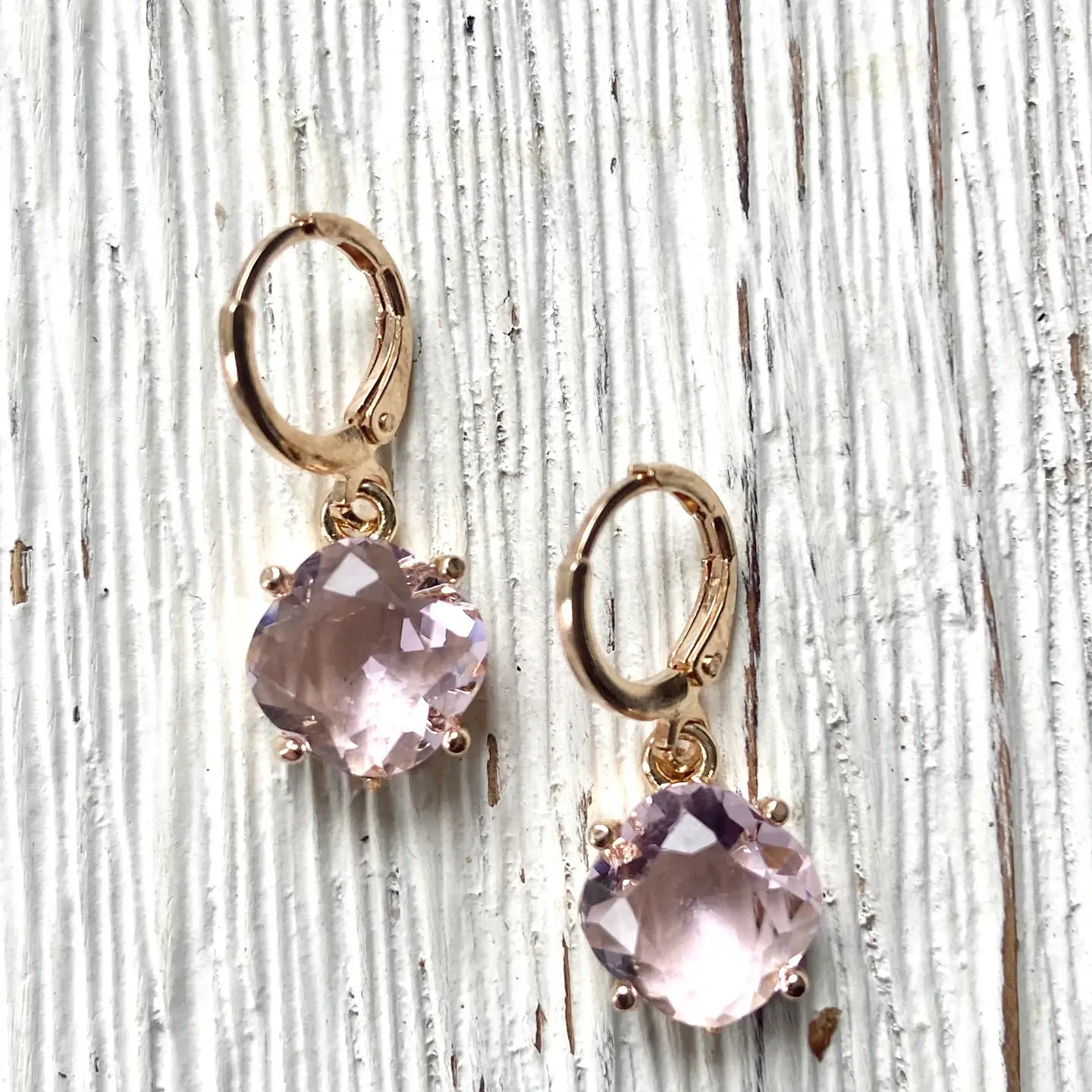 Pink Crystal Simple Earrings