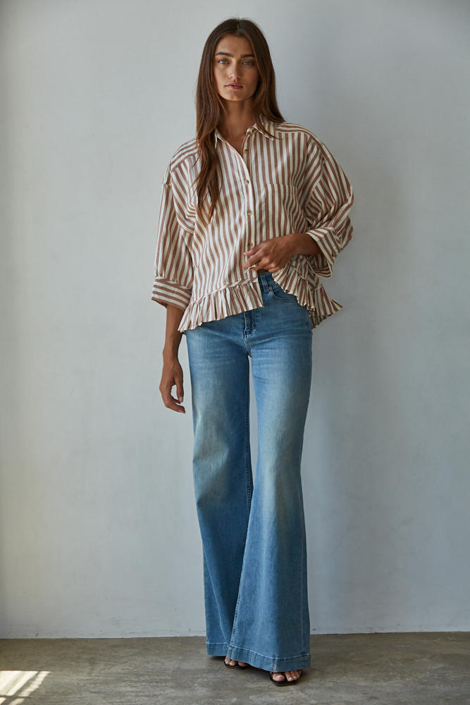 Kensington Shirt Top-Ivory Rust