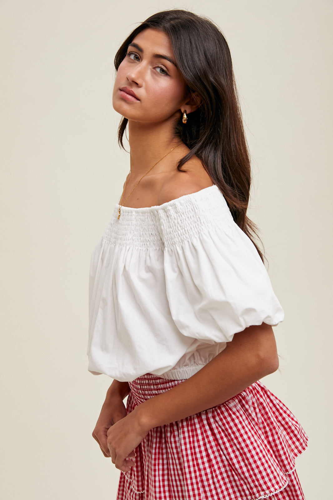 Harper OFF-THE-SHOULDER BLOUSE-White