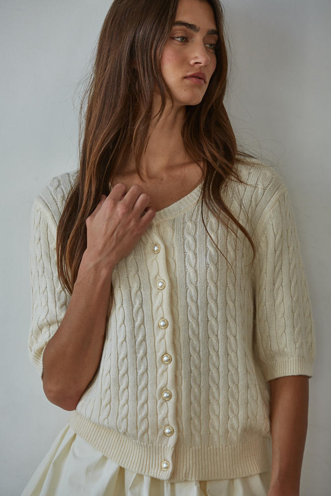 Bonjour Cable Knit Cardigan Top