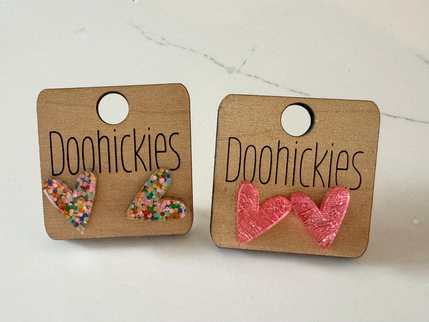 Acrylic Glitter Heart Earring Studs